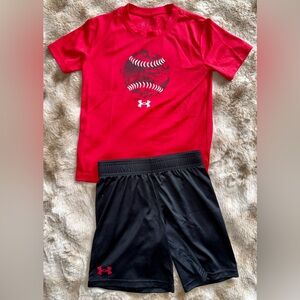 Under Armour Boys Outfit Set Size 6 – Red T-Shirt & Black Shorts